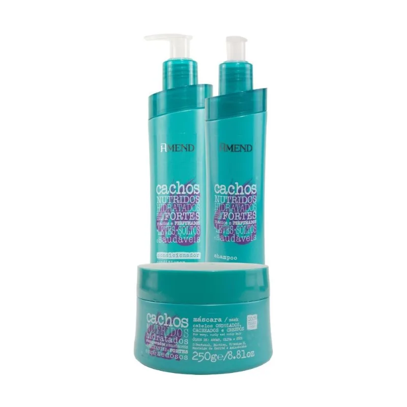 Kit Shampoo Condicionador Mascara Amend Cachos Nutridos