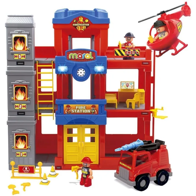 Cenario Tematico (playset) Fire Station C/LUZ/SOM 23PCS - Maral - Artigos Para Festa