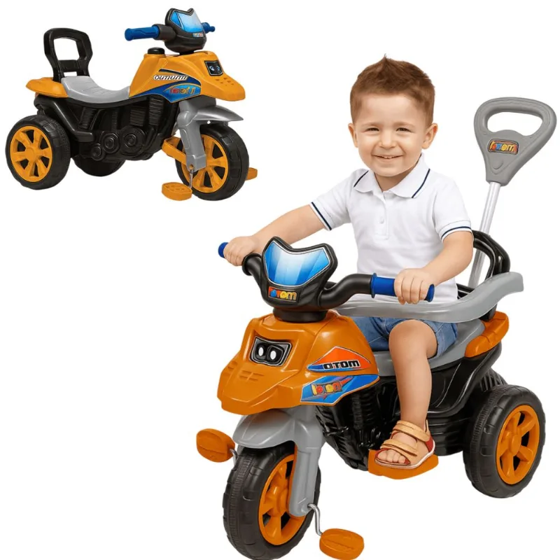 Moto Trail Infantil 2 em 1 Maral com Pedal e Empurrador Laranja - Maral