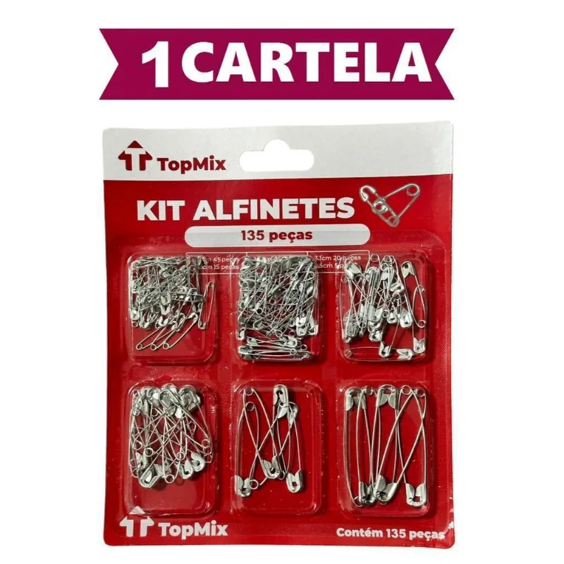 Alfinete De Segurança 135 Peças 6 Tamanhos