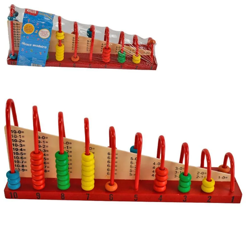 Ábaco De Madeira 10 Hastes Para Cálculo Matemático Escolar