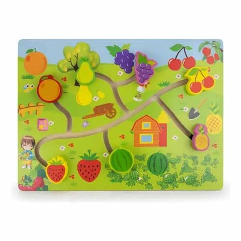 Jogo Labirinto De Madeira Yk1033 Educativo Montessori Relação Alimentar Frutas Em Mdf Yins Brasil