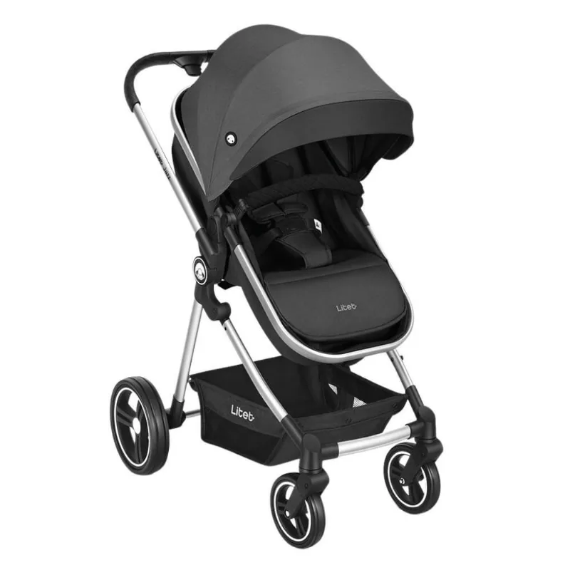 Carrinho De Bebê Moisés Jazz (0-15Kg) Cinza E Preto - Litet
