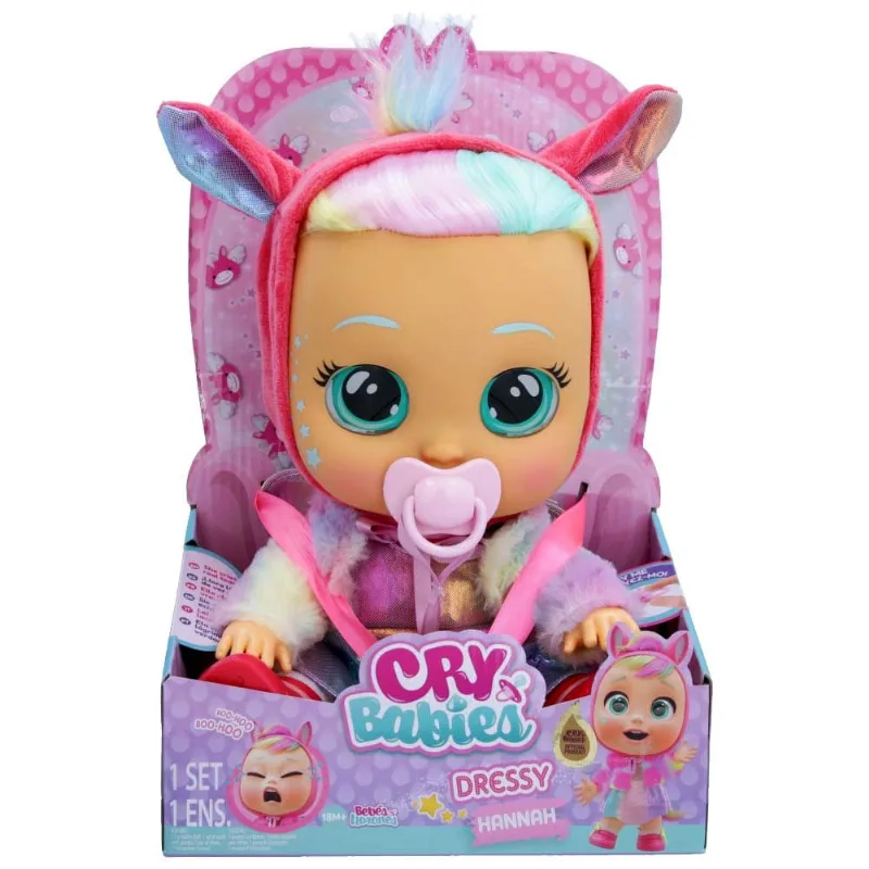 Boneca Cry Babies Dressy - Hannah - Rosa - Multikids