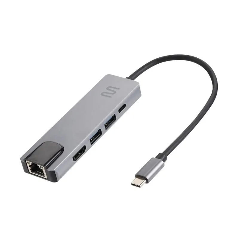 Hub Dock Multi USB Tipo-C com HDMI RJ45 AC447 Prata (MP)