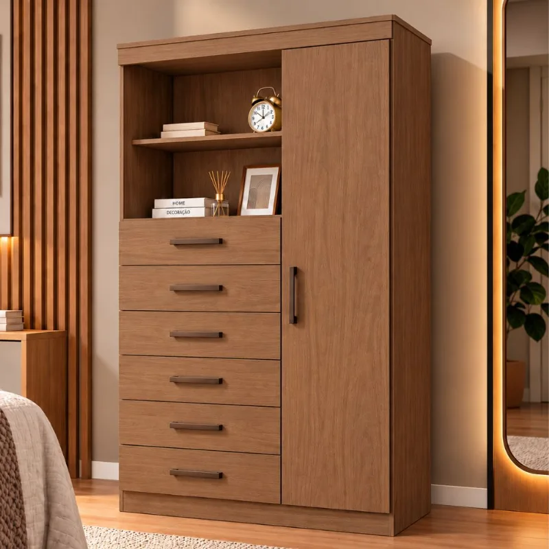 Cômoda 1 Porta 6 Gavetas Marabá Santos Andirá | Jatoba - Santos Andirá - Bebês