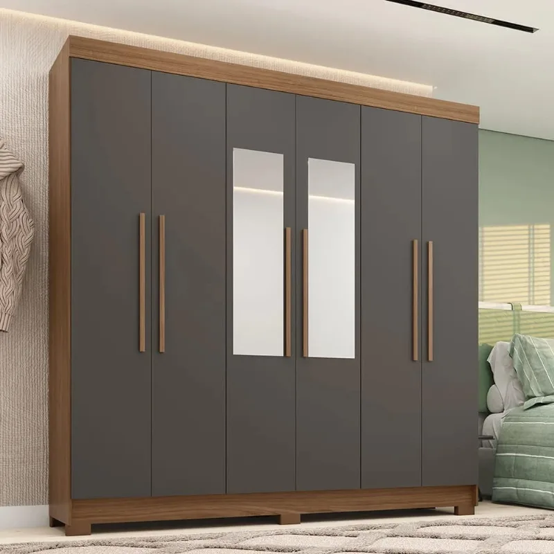 Guarda-Roupa Casal 6 Portas 2 Gavetas Estilo MM Horácio | Jatoba/Grafitte - Santos Andirá