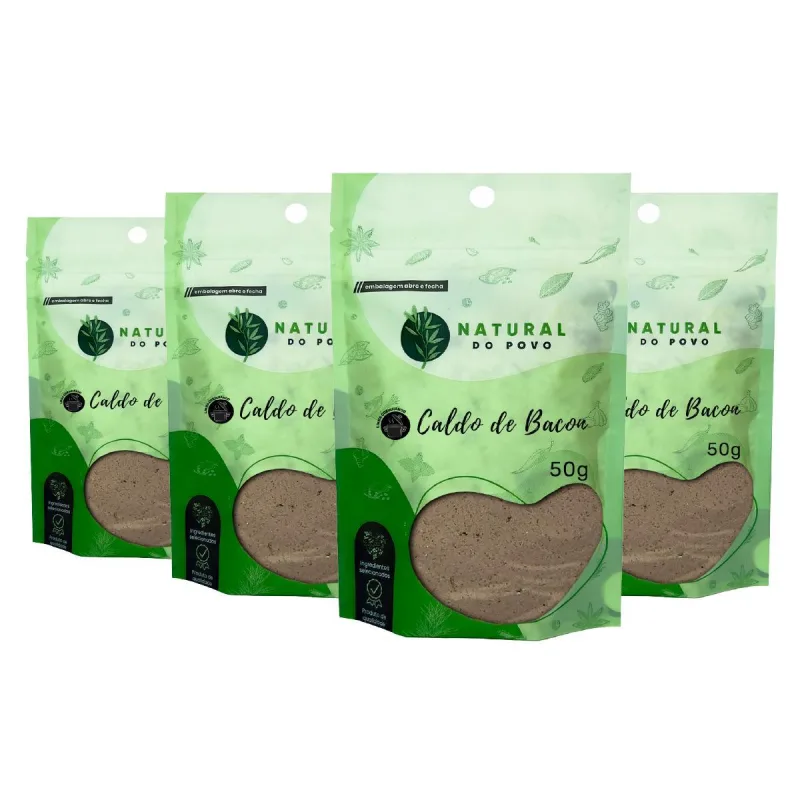 Caldo De Bacon 100% Natural Alta Qualidade Kit 4 Pouch 50g - Não Informado - Mercearia