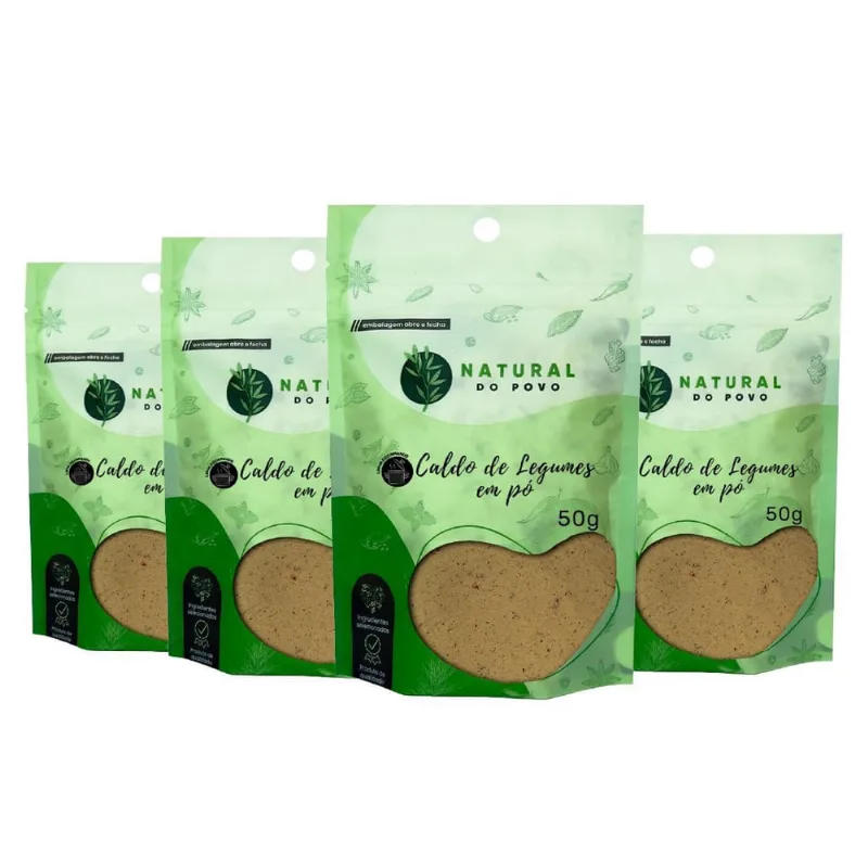 Caldo De Legumes Em Pó Qualidade Premium Kit 4 Pouch 50G