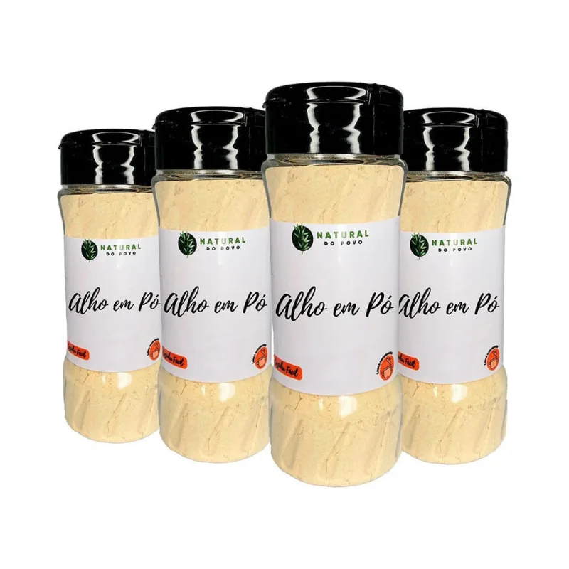 Alho Em Pó Qualidade Superior Kit 4 Pote Com Dosador 55G