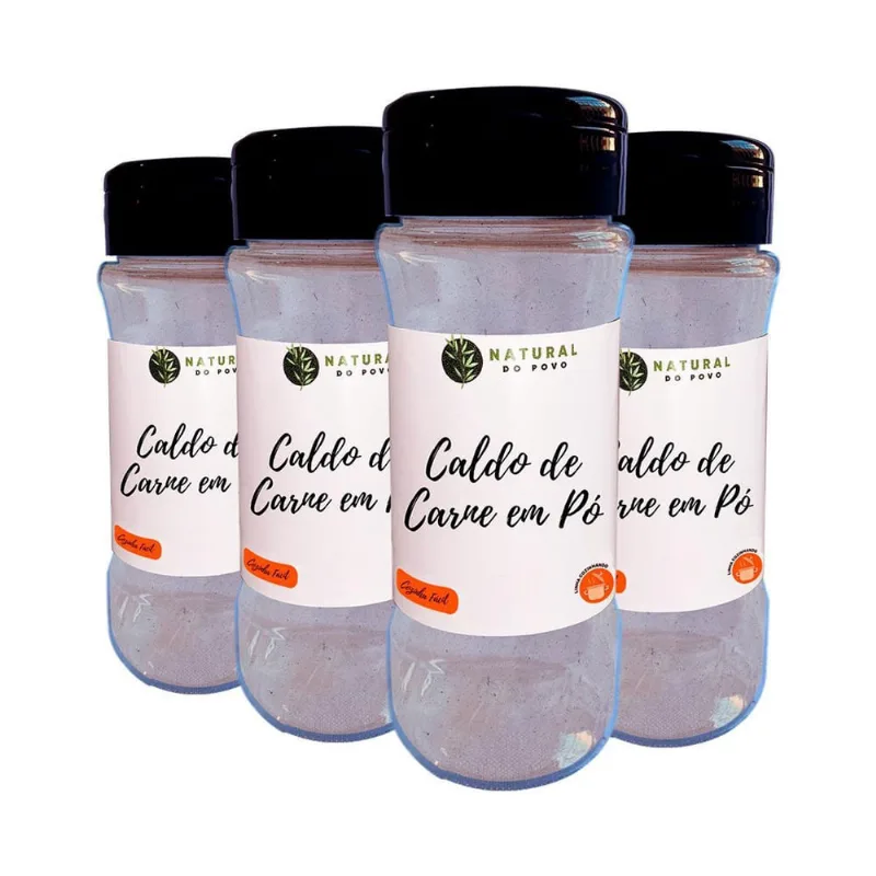 Caldo Carne Em Pó Importado Kit 4 Pote Com Dosador 80G