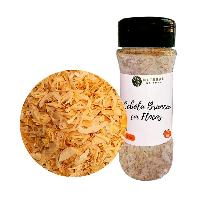 Tempero Premium Cebola Branca Em Flocos Pote Com Dosador 20G