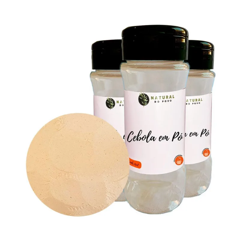 Cebola Importada Em Pó Kit 3 Premium Pote Com Dosador 70G