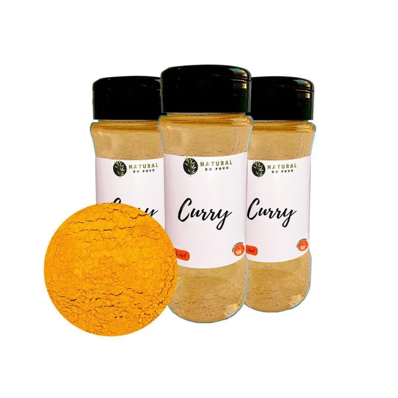 Tempero Curry Pó 100% Orgânico Kit 3 Pote Com Dosador 70G