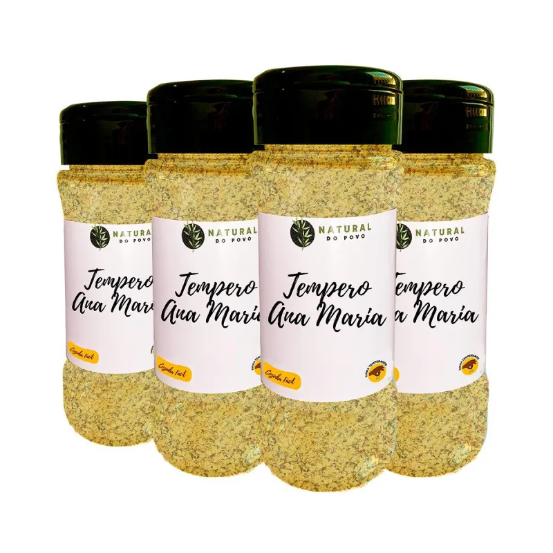 Tempero Baiano 100% Natural Kit 4 Pote Com Dosador 70g - Não Informado - Mercearia
