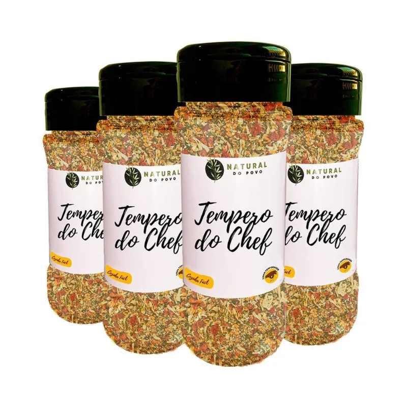 Tempero Do Chef Superior Com Sal Kit 4 Pote Com Dosador 60G