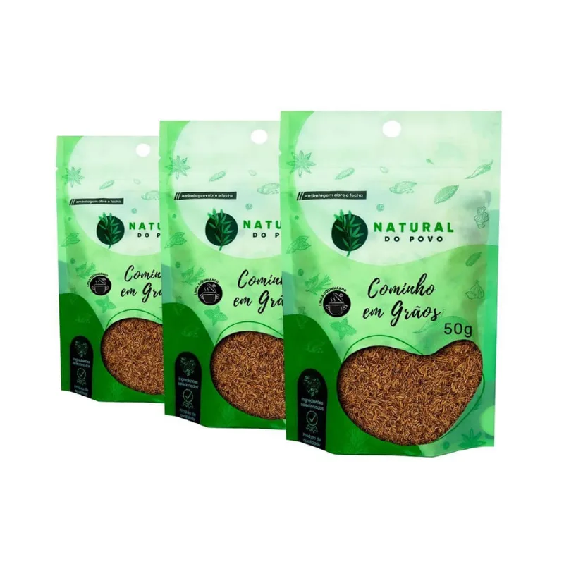 Tempero Premium Cominho Em Grãos Kit 3 Pouch 50G