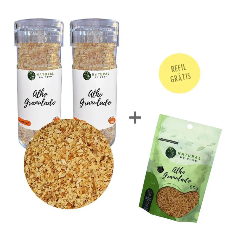 Alho Granulado Kit 2 Premium Pote Com Dosador + Refil 60G