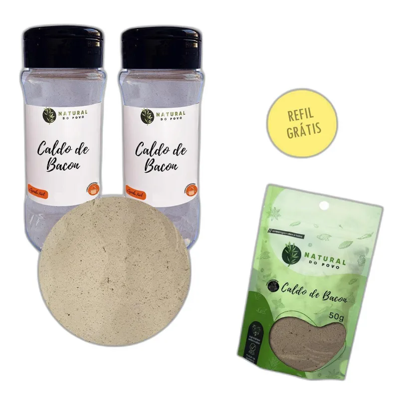 Caldo De Bacon Kit 2 Premium Pote Com Dosador + Refil 100g - Não Informado