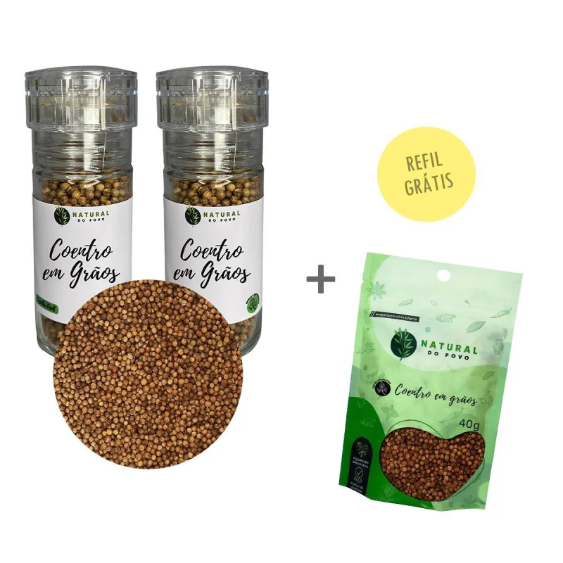 Coentro Premium Em Grãos Kit 2 Pote Com Dosador + Refil 50g - Não Informado