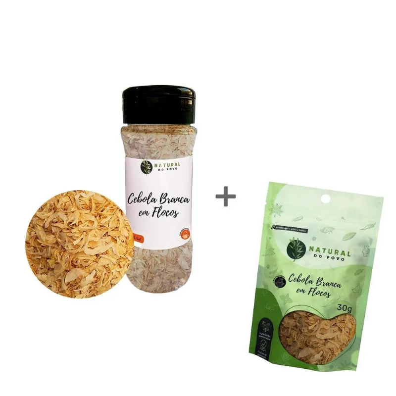 Cebola Branca Em Flocos Kit 2 Pote Com Dosador + Refil 20G