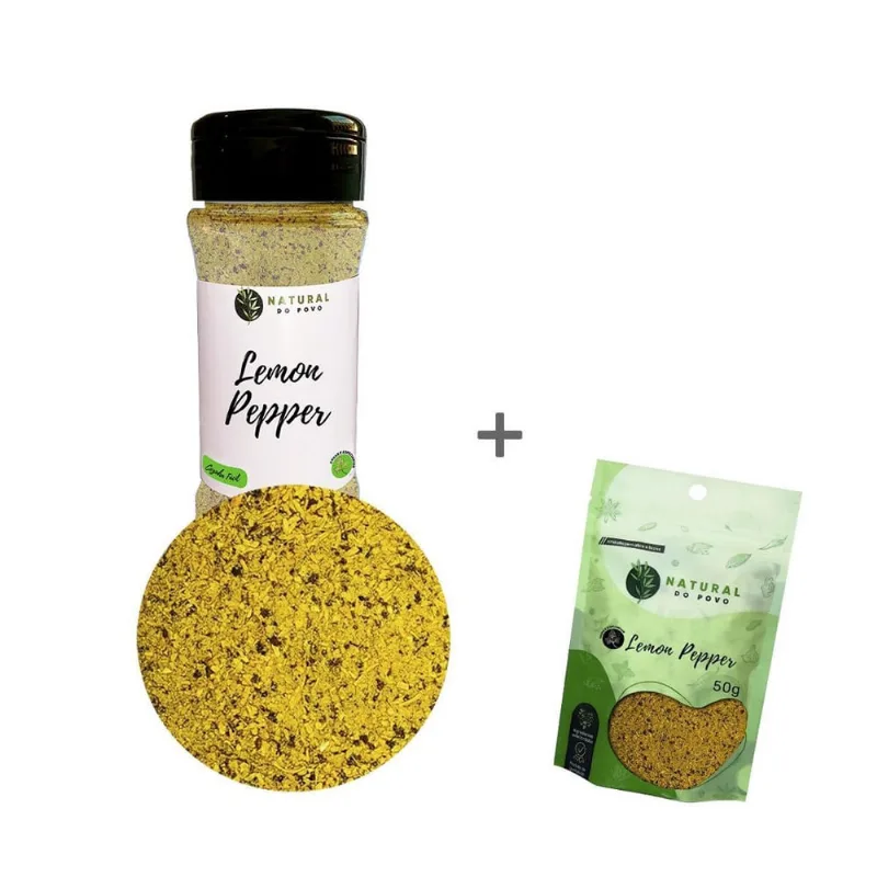 Tempero Em Pó Lemon Pepper Kit Pote Com Dosador + Refil 80G