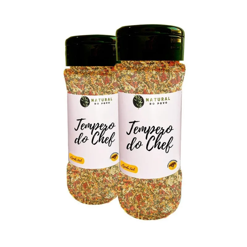 Tempero Chef Com Sal 100% Natural Kit 2 Pote Com Dosador 60G