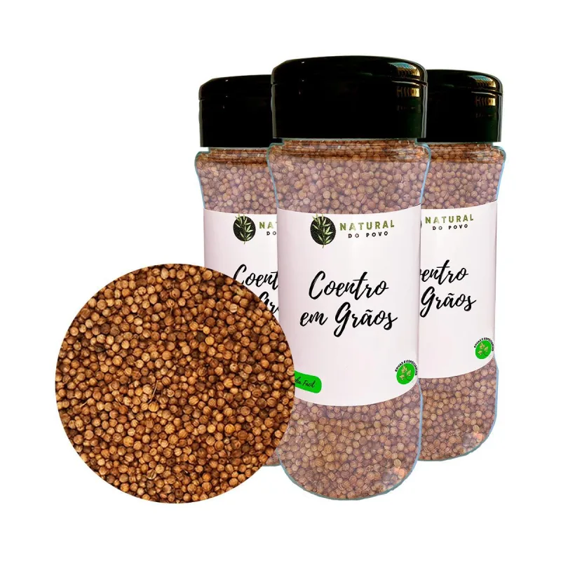 Coentro Grãos Qualidade Premium Kit 3 Pote Com Dosador 50g - Não Informado