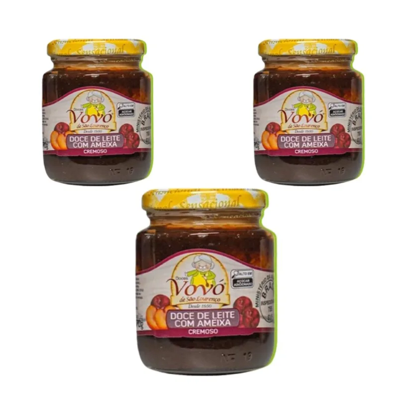 Kit 3 Doce Cremoso Com Leite E Ameixa 270g Doces Vovo - Não Informado