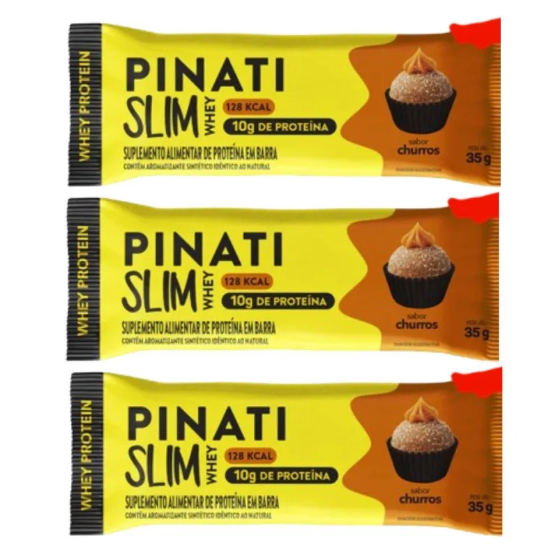 Kit 3 Barra Slim Whey Sabor Churros 35g Pinati - Não Informado