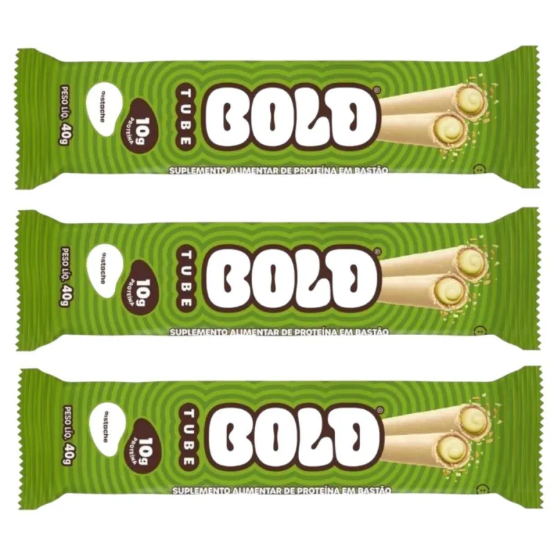 Kit 3 Barra De Proteina 10g Tube Pistache 40g Snack Fit Bold - Não Informado