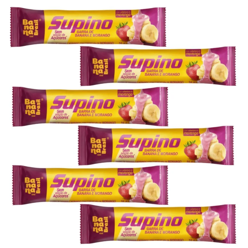 Kit 6 Barra Banana Morango Cobertura 24g Banana Brasil - Não Informado
