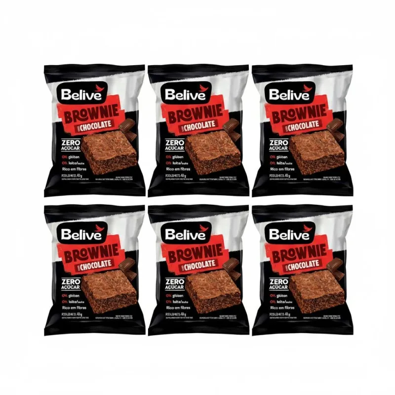 Kit 6 Brownie Sabor Chocolate 40g Belive - Não Informado