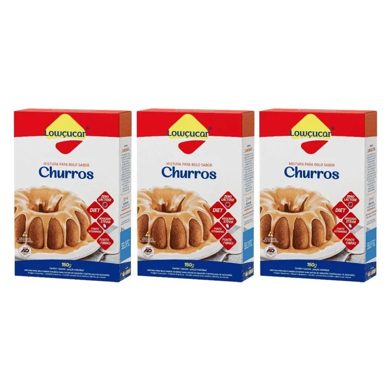 Kit 3 Mistura Para Bolo Diet Zero Churros 150g Lowçucar - Não Informado - Mercearia