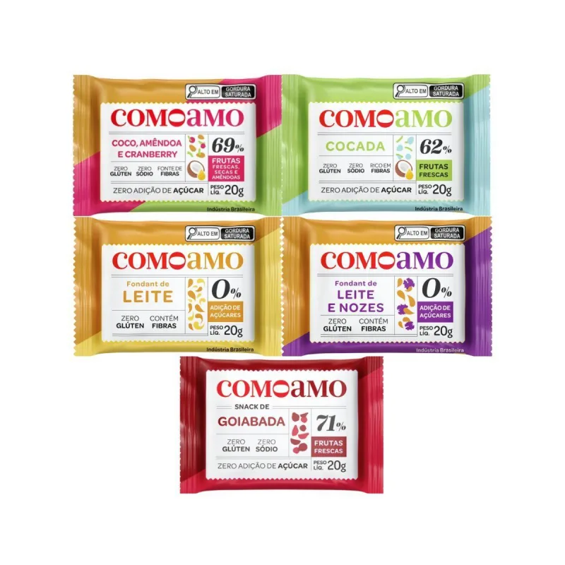 Mix 5 Doces Naturais 20g Zero Açucare Zero Gluten Comoamo - Não Informado