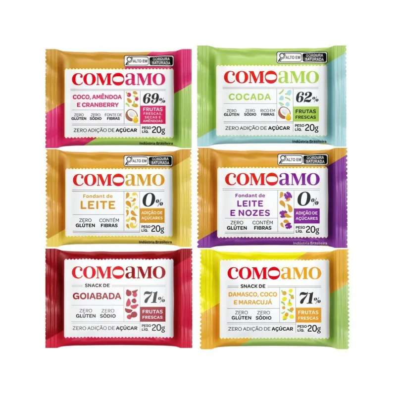 Mix 6 Doces Naturais 20g Zero Açucare Zero Gluten Comoamo - Não Informado