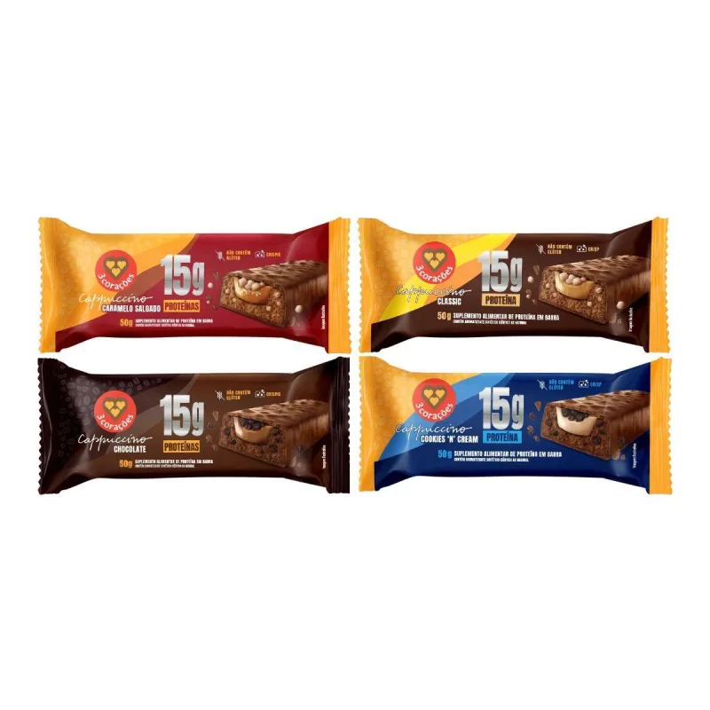 Mix 4 Barras 15g De Proteina Sabor E Força 50g 3corações - Não Informado - Mercearia