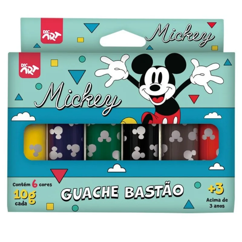TINTA GUACHE BASTÃO 6 CORES MICKEY 4756DAC