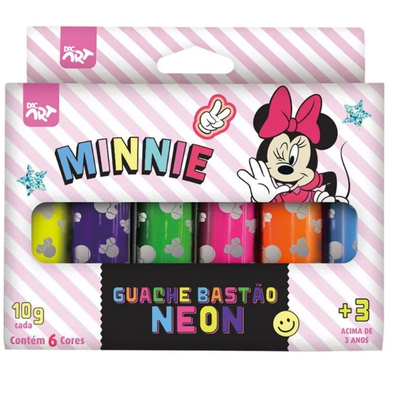 TINTA GUACHE BASTÃO 6 CORES NEON MINNIE 4761DAC