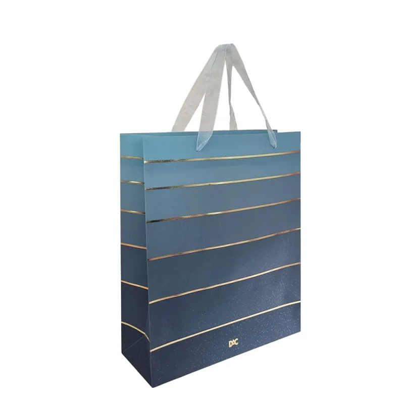 Sacola Para Presente Listra Azul Grande - LC