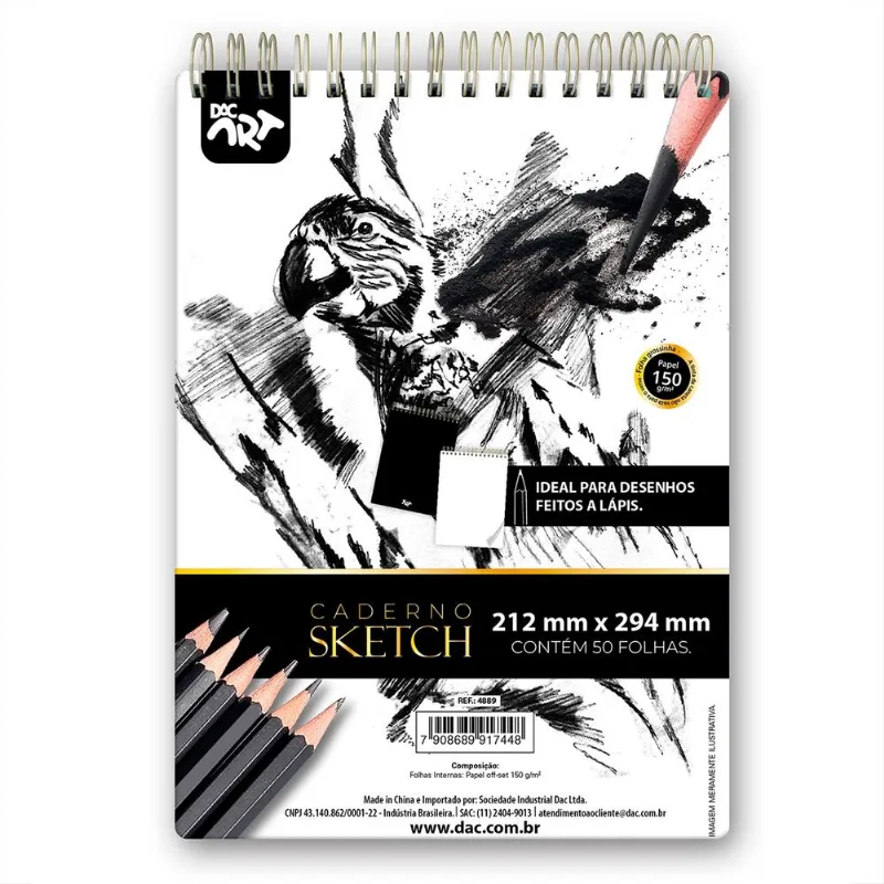 Bloco Artístico Sem Pauta Sketchbook - Dac