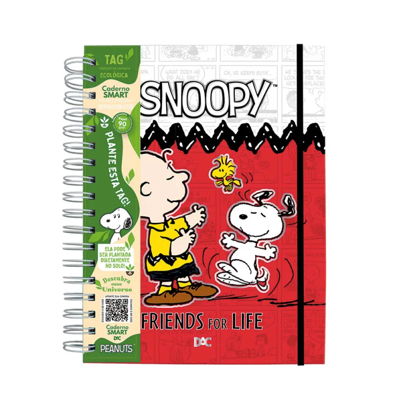 Caderno Smart Mini Snoopy 80 Folhas - LC - Papelaria