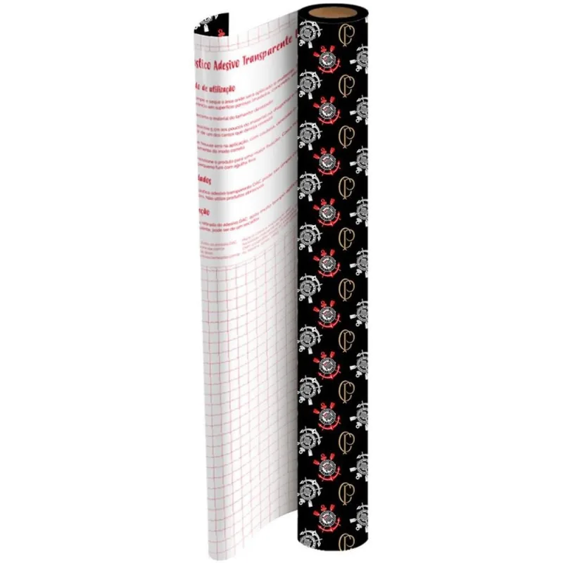 Plastico Adesivo 45CMX10M Corinthians PP 0,08MM Rolo