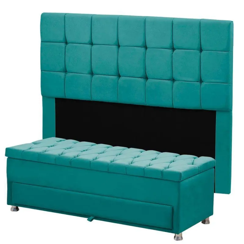 Cabeceira Calçadeira Munique 160cm Shop Das Cabeceiras Ciano - Não Disponível