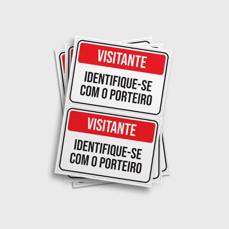 Adesivo Sinalização Identifique-se com o Porteiro 14x20cm