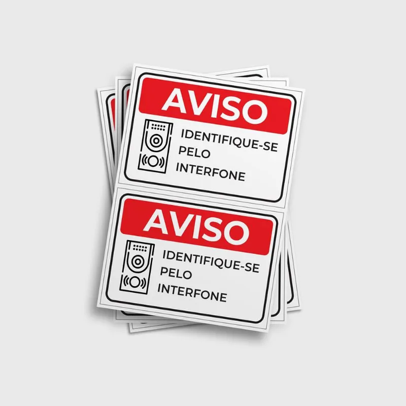 Adesivo Sinalização Identifique-se pelo interfone 14x20cm
