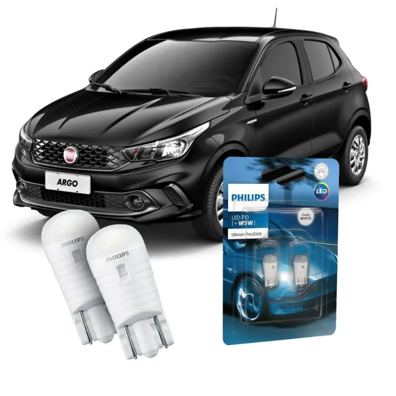 Par Lâmpada Led Farolete Fiat Argo Philips Ultinon