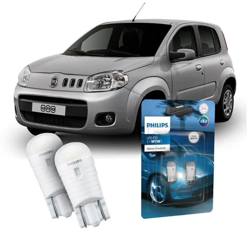 Par Lâmpada Led Farolete Fiat Uno Philips Ultinon