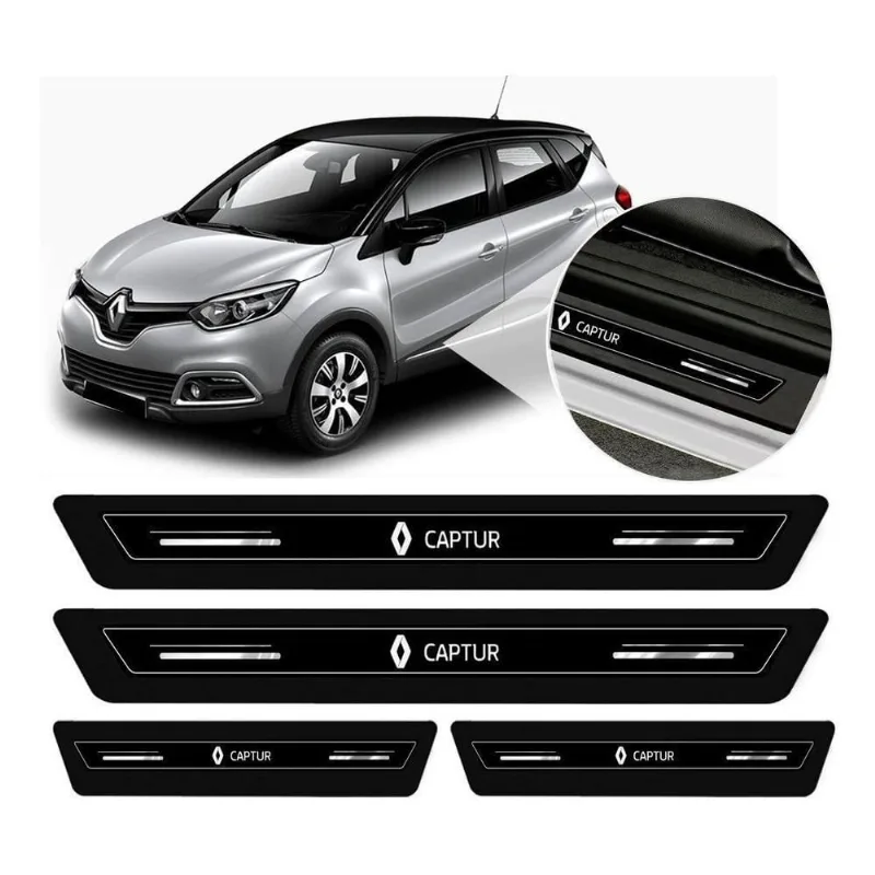 Soleira De Porta Captur Preto Platinum 8 Peças
