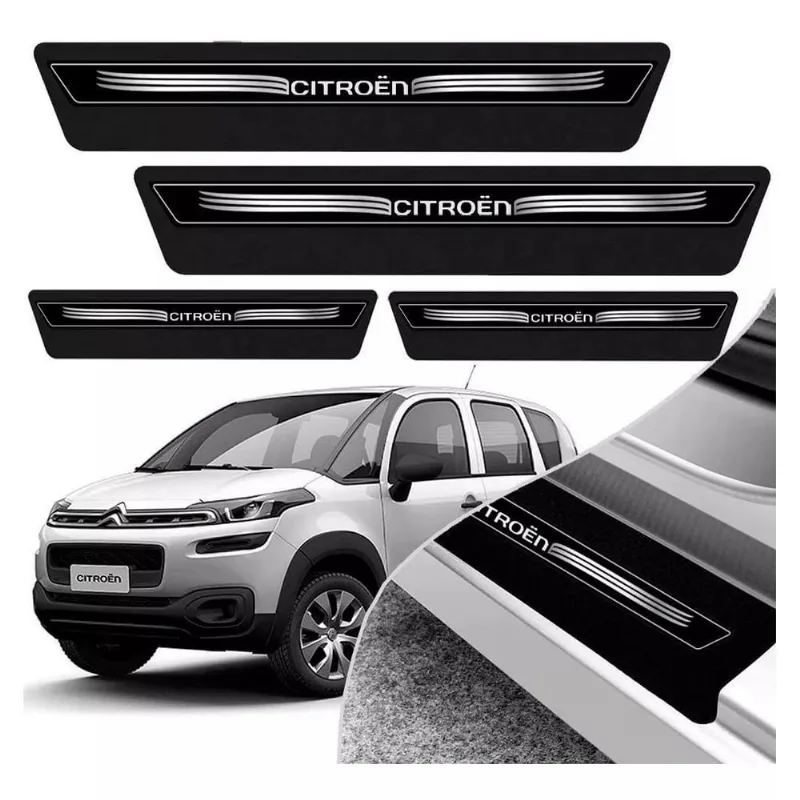 Soleira De Porta Citroen Preto Platinum 8 Peças
